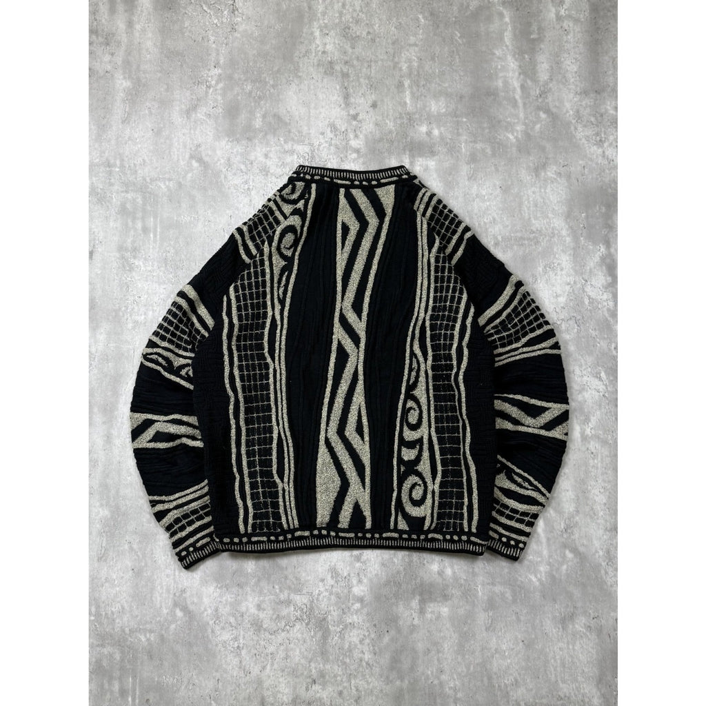 Vintage 90s Tundra 3D Abstract Print Pullover Ribbed Knit Sweater Size XL