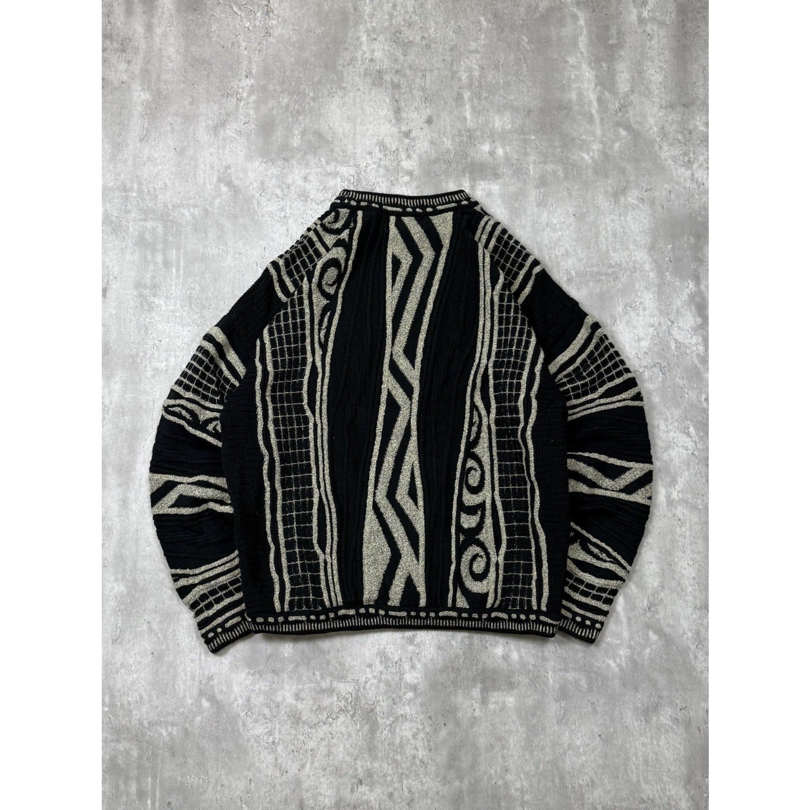 Vintage 90s Tundra 3D Abstract Print Pullover Ribbed Knit Sweater Size XL