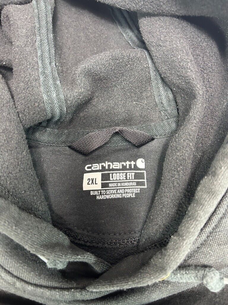 Carhartt Loose Fit Embroidered Patch Hooded Workwear Sweatshirt Size 2XL