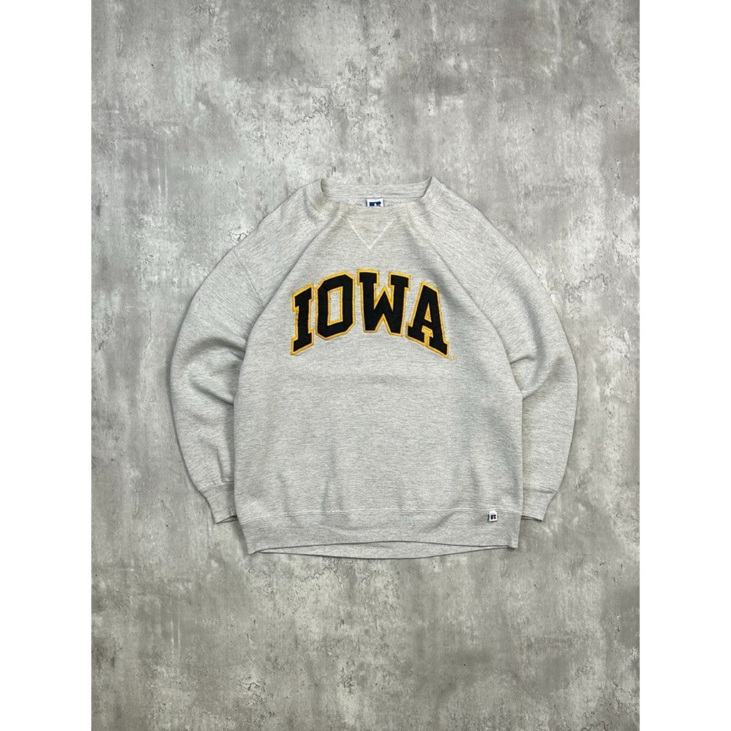 Vintage 90s Iowa Hawkeyes NCAA Embroidered Arc Spellout Sweatshirt Size XL
