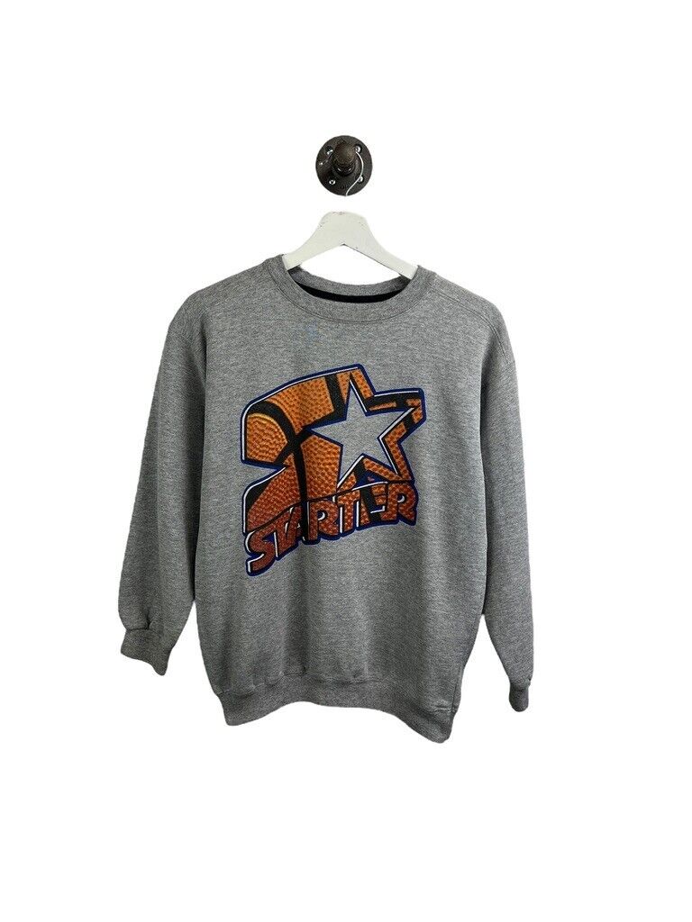 Vintage 90s Starter Basketball Graphic Logo Sweatshirt Size Small Gray