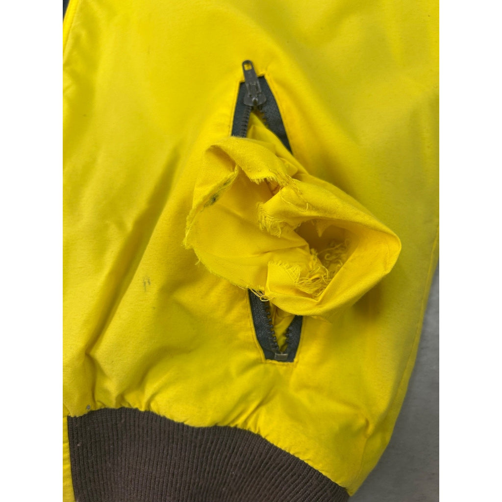 Vintage 90s Woolrich Fleece Lined Full Zip Yellow Bomber Jacket Size Medium