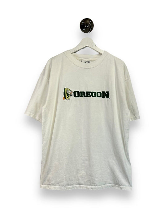 Vintage Oregon Ducks NCAA Embroidered Collegiate Spellout T-Shirt Size Medium