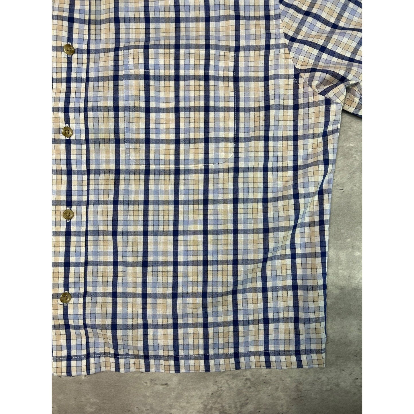 Vintage Consensus Plaid Short Sleeve Reworked Cropped Button Up Shirt Sz Medium