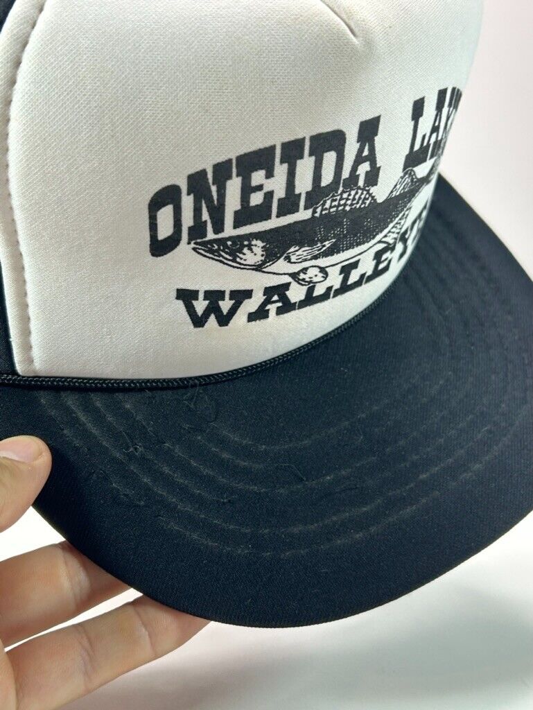 Vintage 80s/90s Oneida Lake Walleye FIsh Foam Snapback Hat OSFA