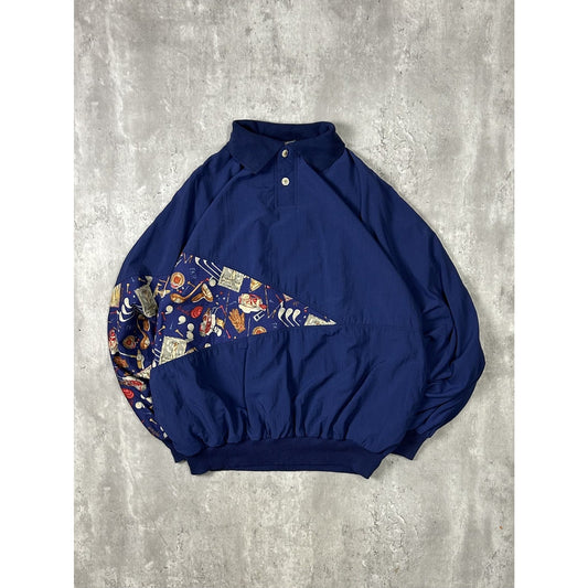 Vintage 90s Syma Golf Equipment Patchwork 1/4 Button Collared Jacket Size 2XL