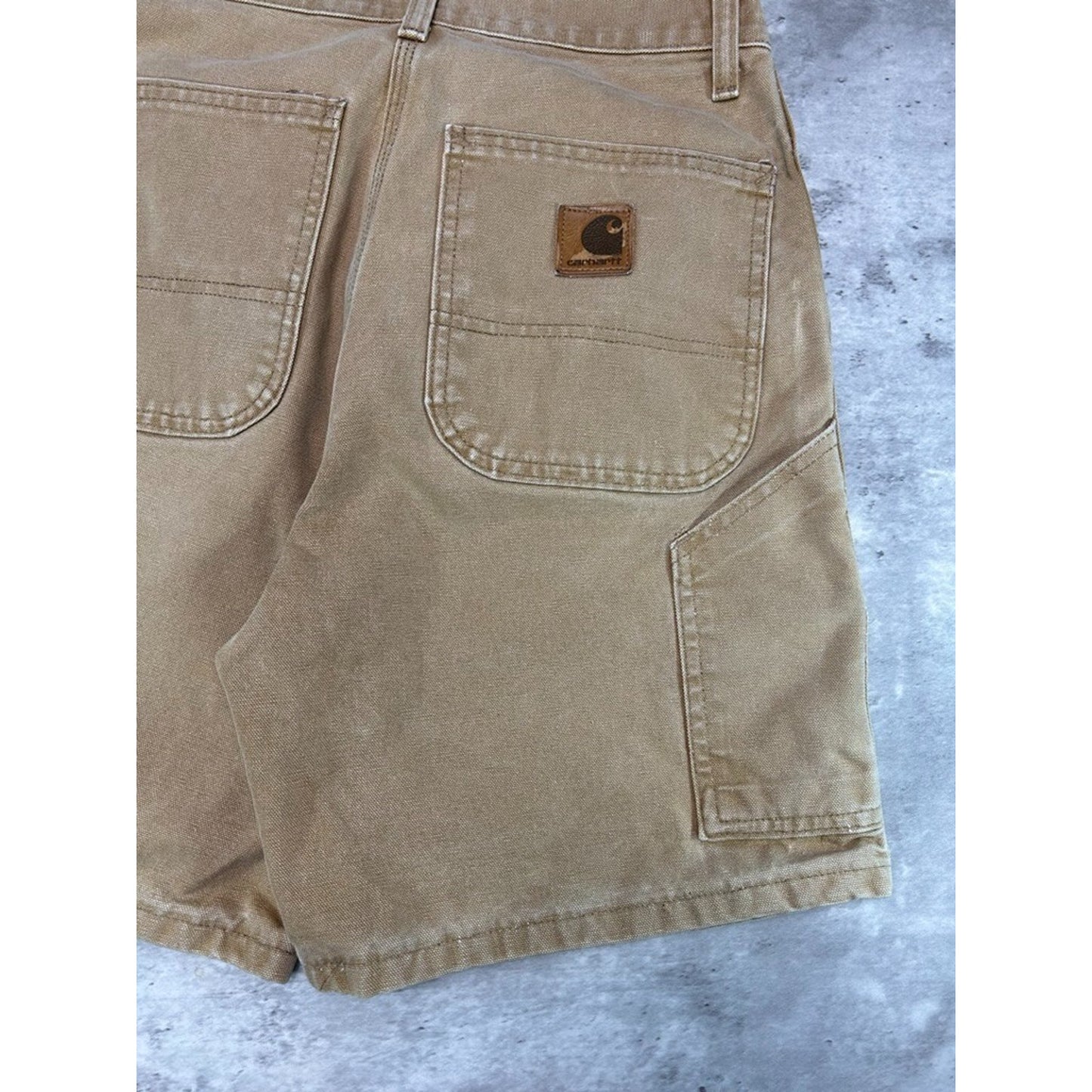 Vintage Carhartt Canvas Workwear Carpenter Shorts Size 29 Beige