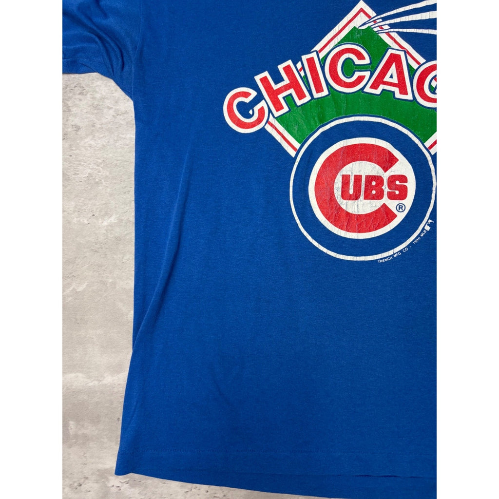 Vintage 1988 Chicago Cubs MLB Baseball Diamond Spellout Graphic T-Shirt Size XL