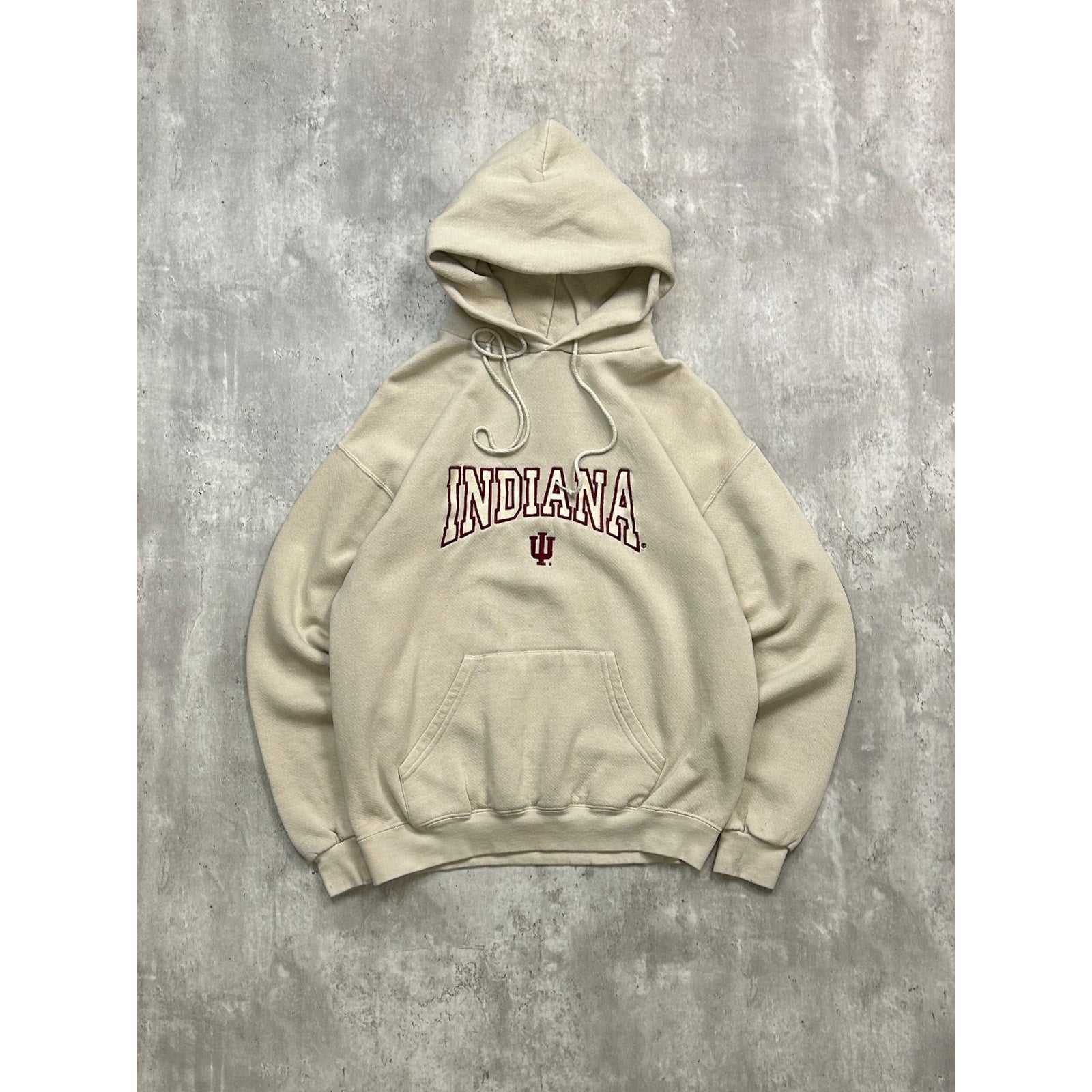 90s Indiana Hoosiers NCAA Embroidered Spellout Hooded Sweatshirt Sz Medium