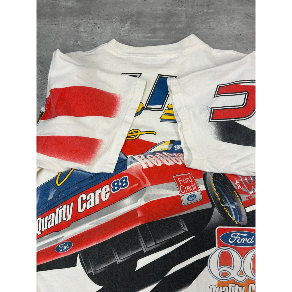 Vintage Dale Jarrett #88 Nascar All Over Print Graphic T-Shirt Size 2XL