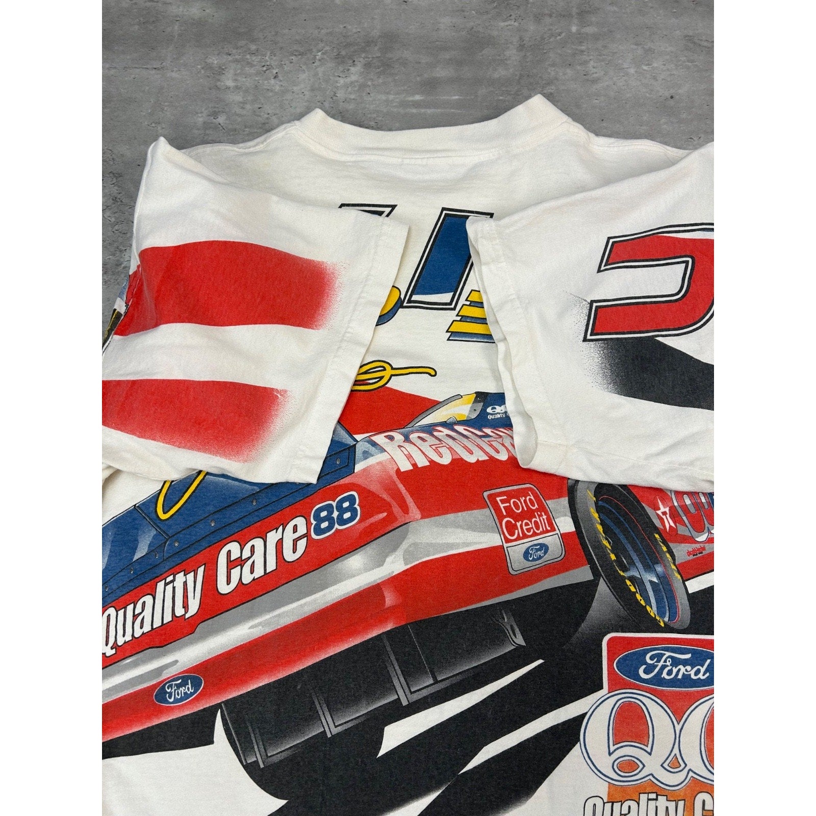 Vintage Dale Jarrett #88 Nascar All Over Print Graphic T-Shirt Size 2XL