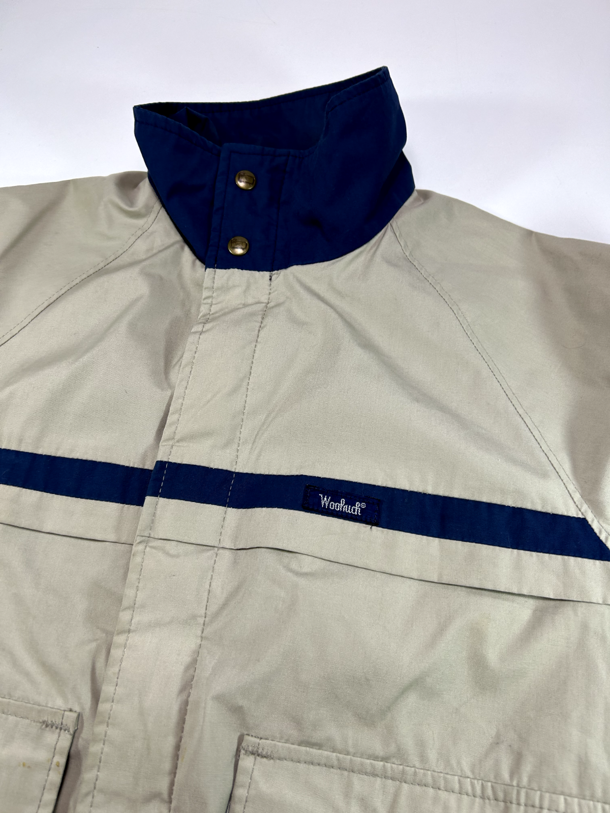 Vintage 80s Woolrich Full Zip Multi Pocket Two Tone Windbreaker Jacket Medium