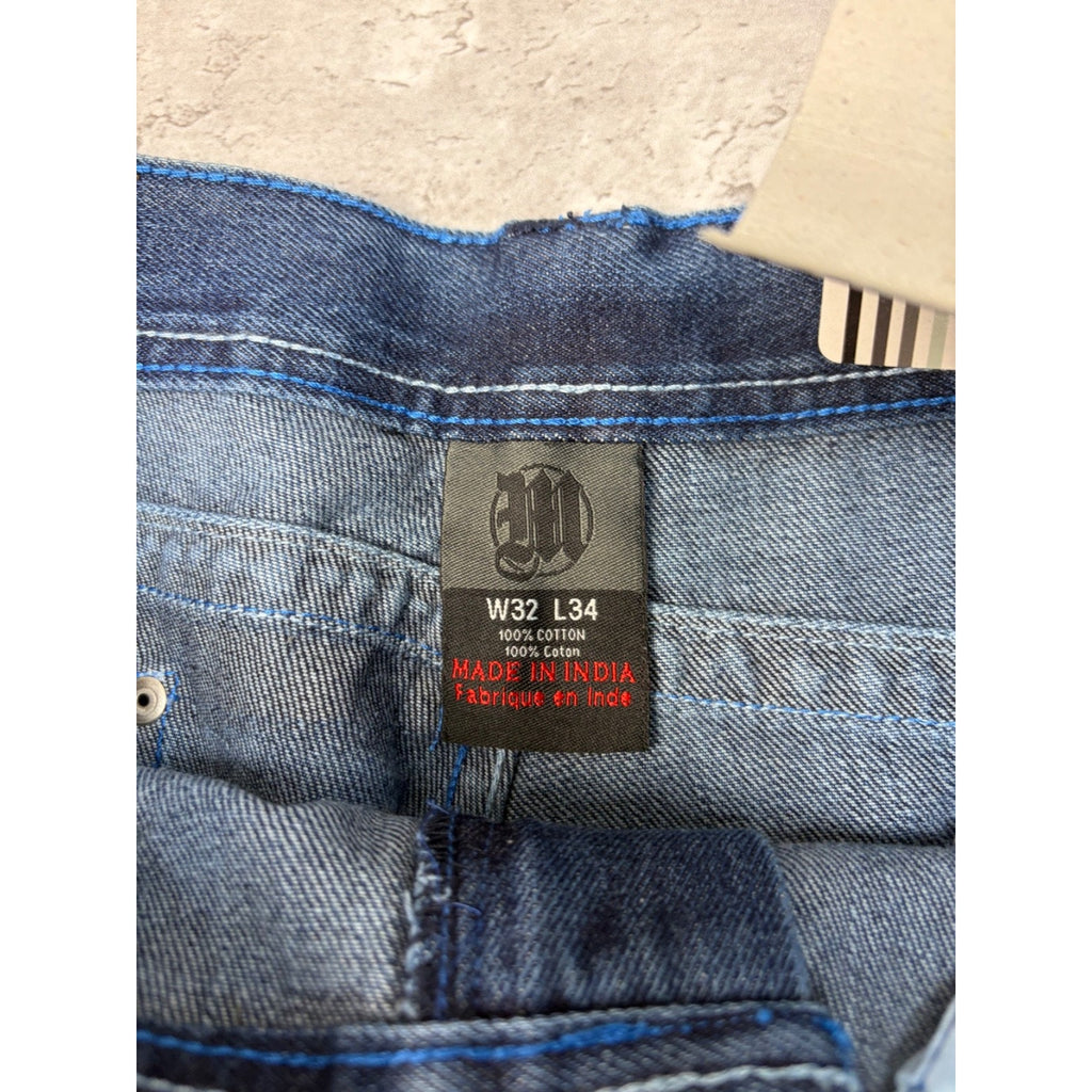 Vintage Y2K Makaveli Tupac Graphic Gothic Script Dark Wash Denim Pants