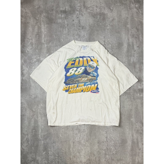 Vintage Mike Eddy #88 Nascar Racing 7x Champ Graphic T-Shirt Size 3XL White