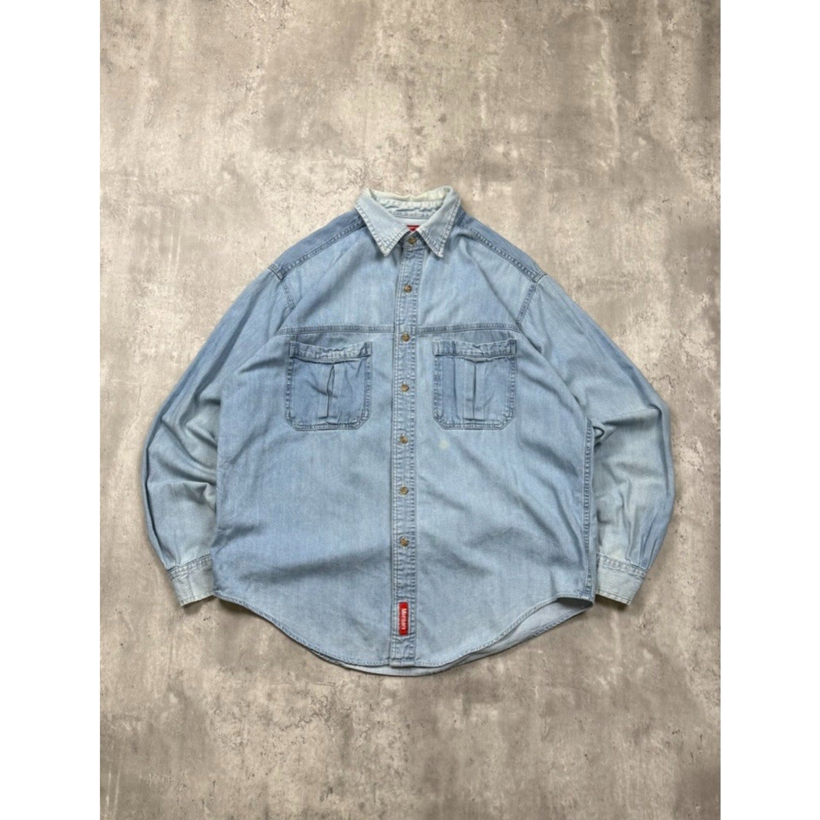 Vintage Marlboro Country Store Light Wash Denim Button Up Shirt Size Medium