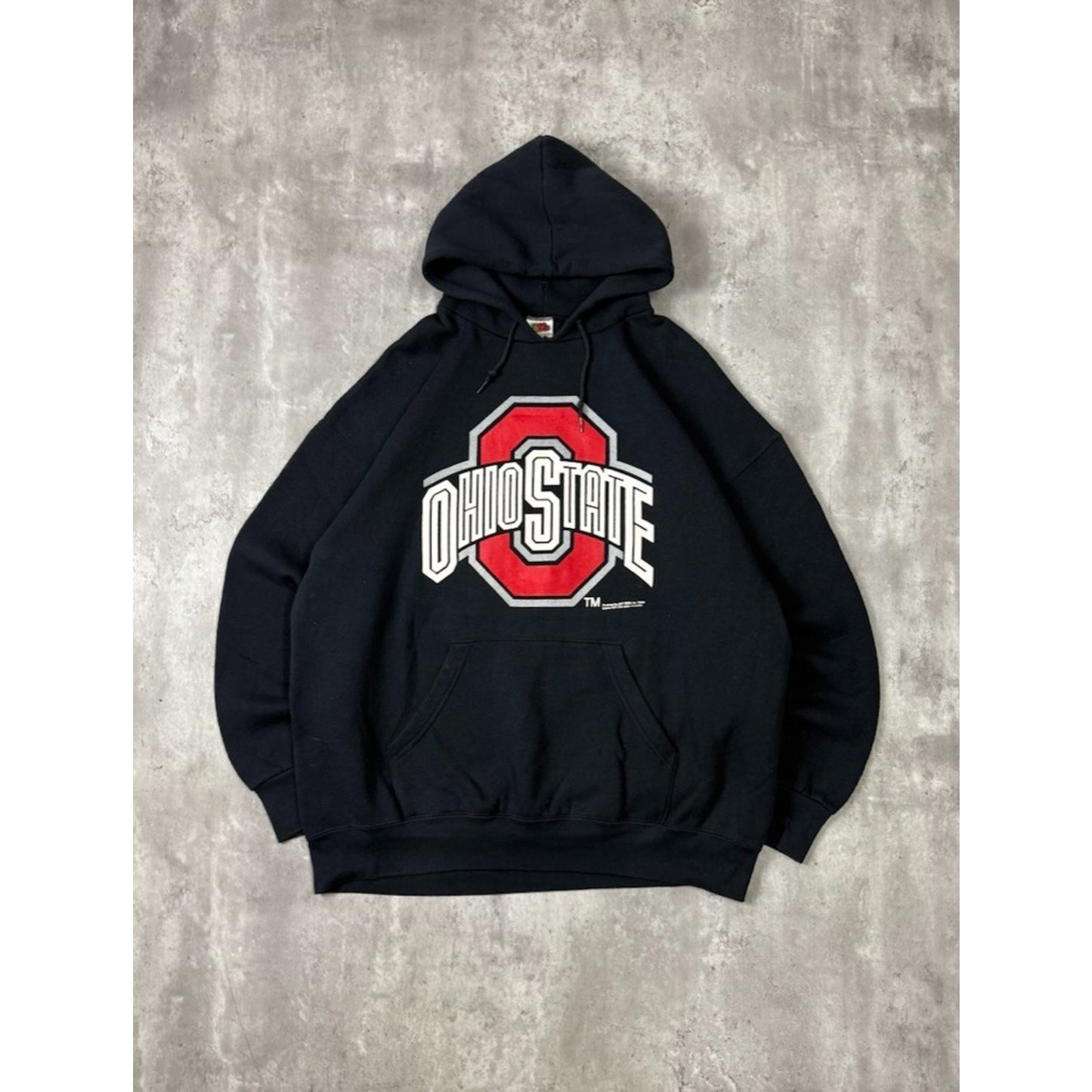 Vintage 90s Ohio State Buckeyes NCAA Graphic Hooded Sweatshirt Size 2XL