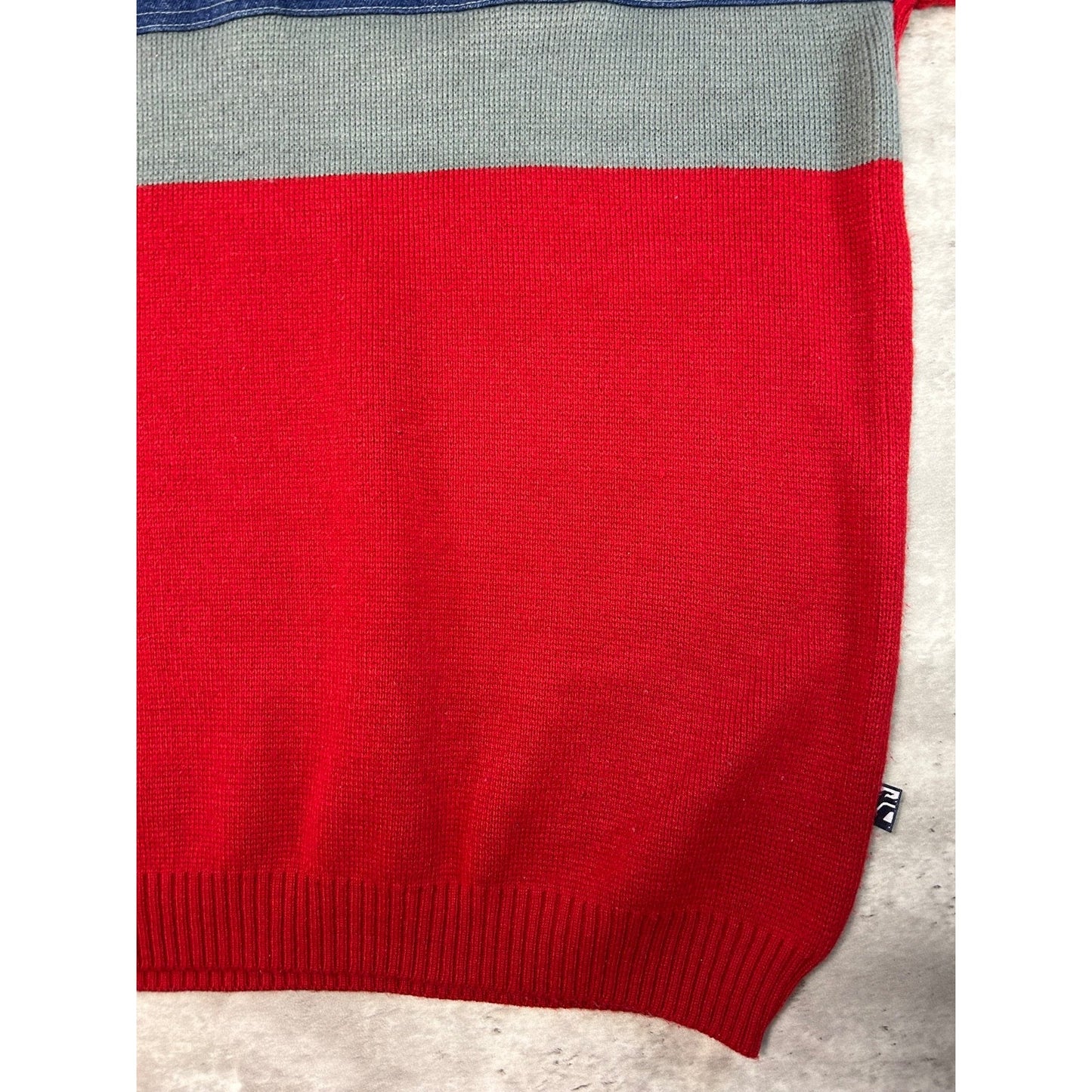 Vintage Y2K Clench Denim Company Pullover Knit Sweater Size XL Red