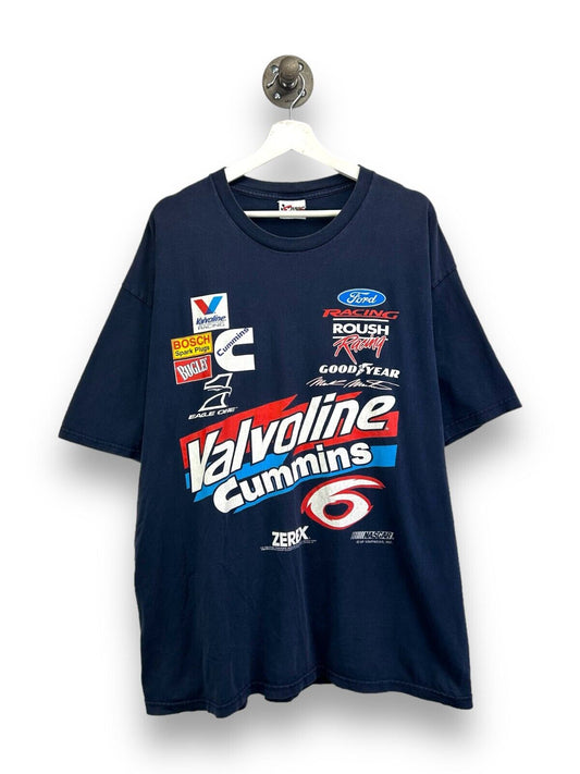 Vintage Mark Martin #6 Nascar Valvoline Racing Graphic T-Shirt Size XL Blue