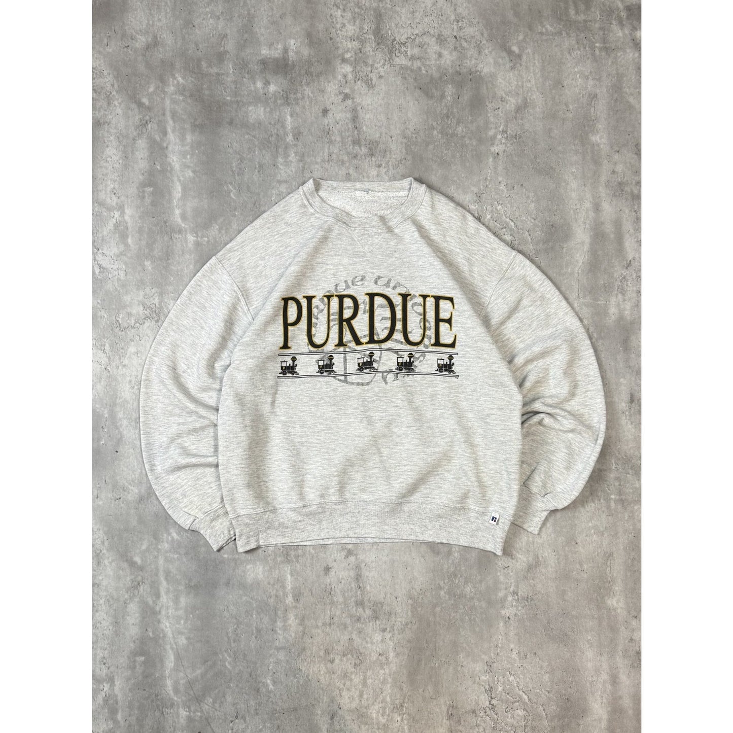 Vintage 90s Purdue Boilermakers NCAA Spellout Graphic Collegiate Sweatshirt Sz L