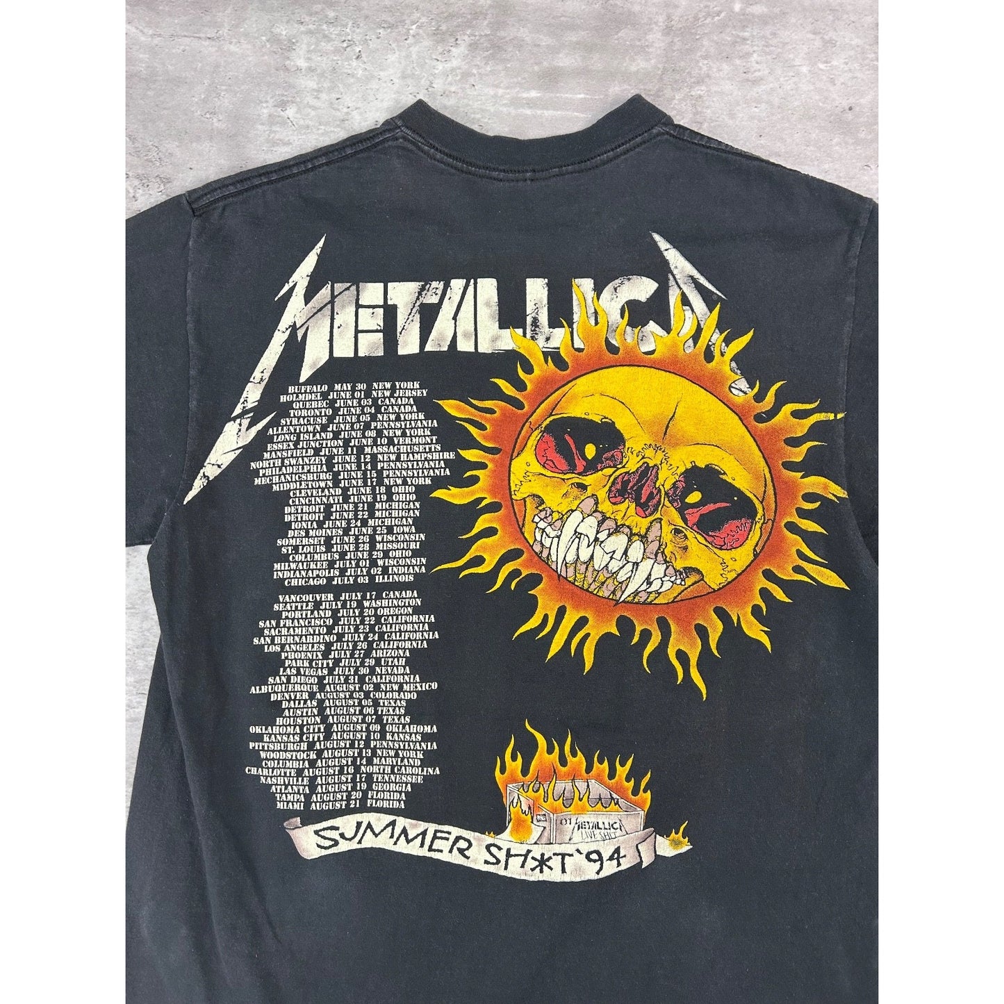 Vintage 1994 Metallica Summer Sh*t Pushead Skull Graphic Rock Music T-Shirt Med