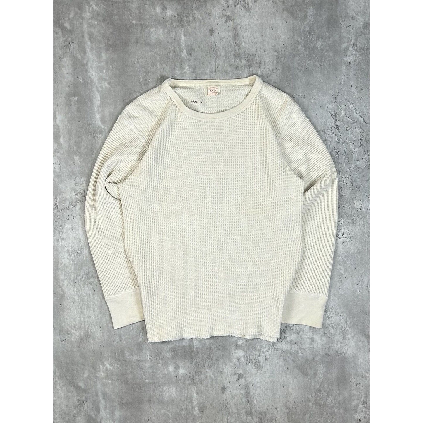 Vintage 1970s J.E. Morgan Blank Thermal Print Long Sleeve T-Shirt Size Medium