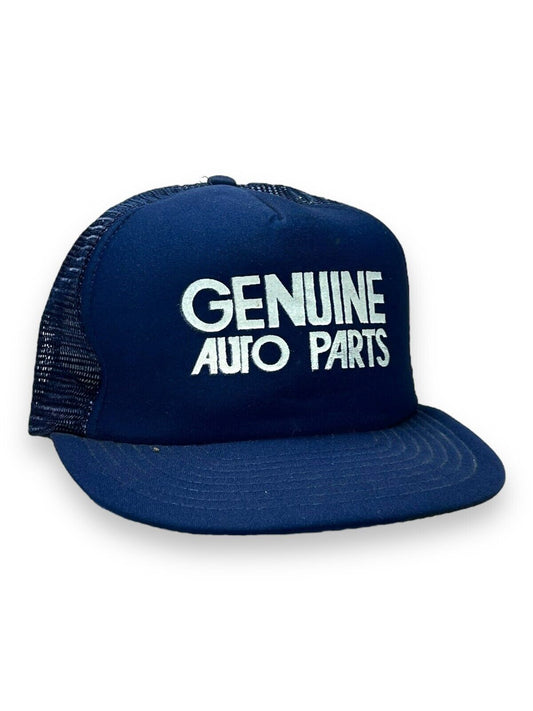 Vintage 80s Genuine Auto Parts Graphic Spellout Trucker Snapback Hat OSFA