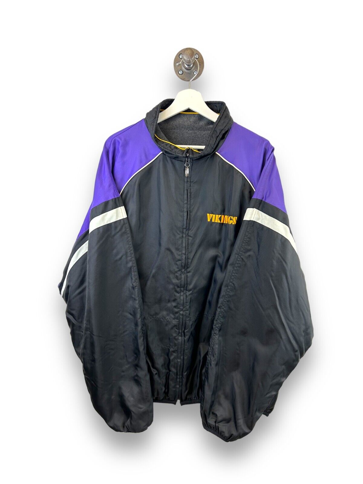 Vintage Y2K Minnesota Vikings NFL Reversible Nylon Fleece Jacket Size XL