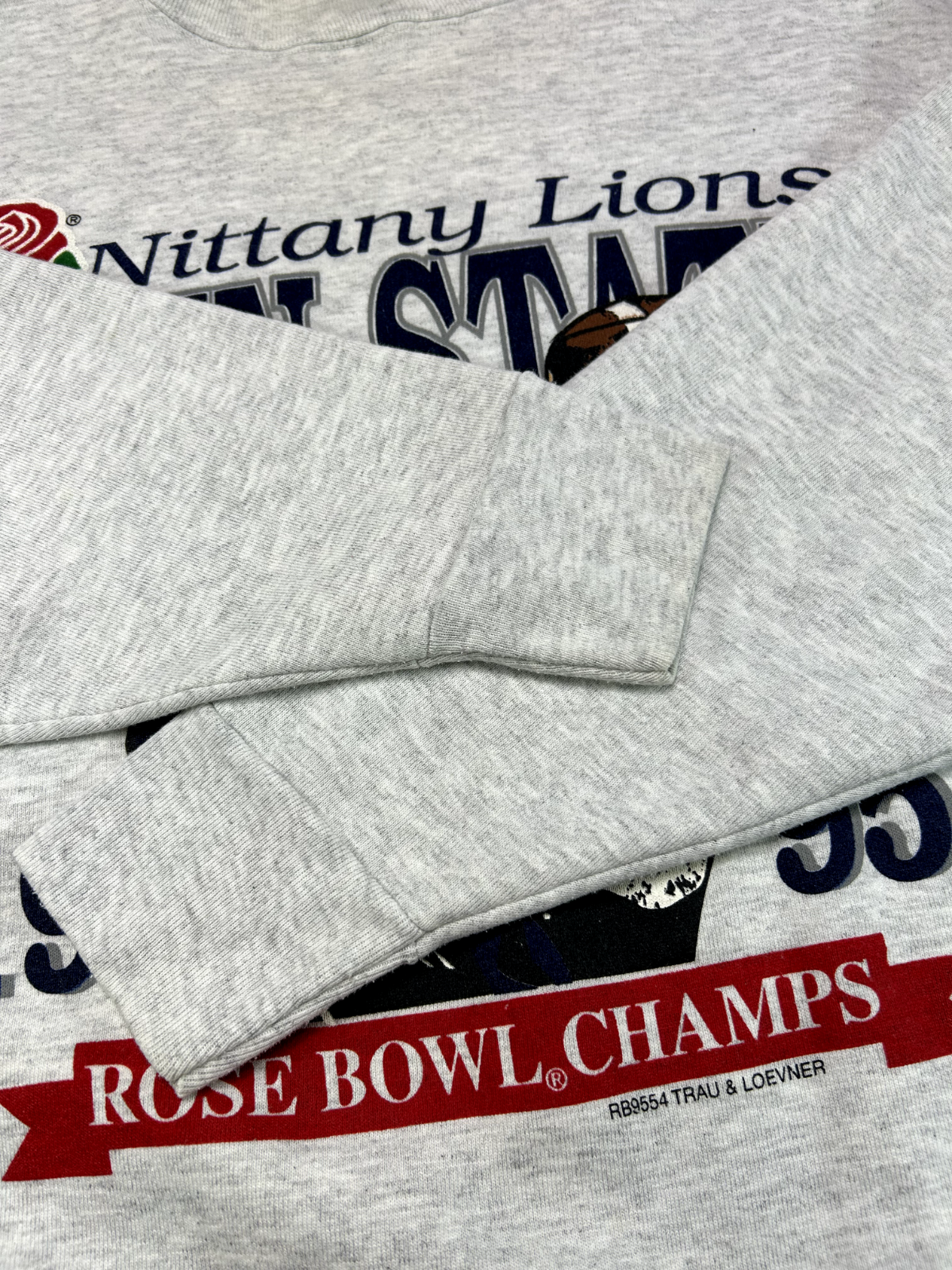 Vintage 1995 Penn State NCAA Rose Bowl Football Graphic Sweatshirt Size XL Gray