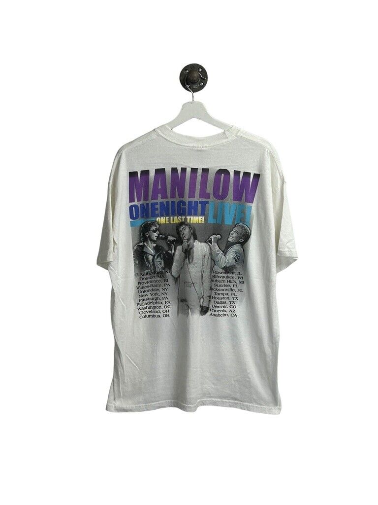 Vintage Barry Manilow One Night Live Soft Rock Music Tour T-Shirt Size XL White