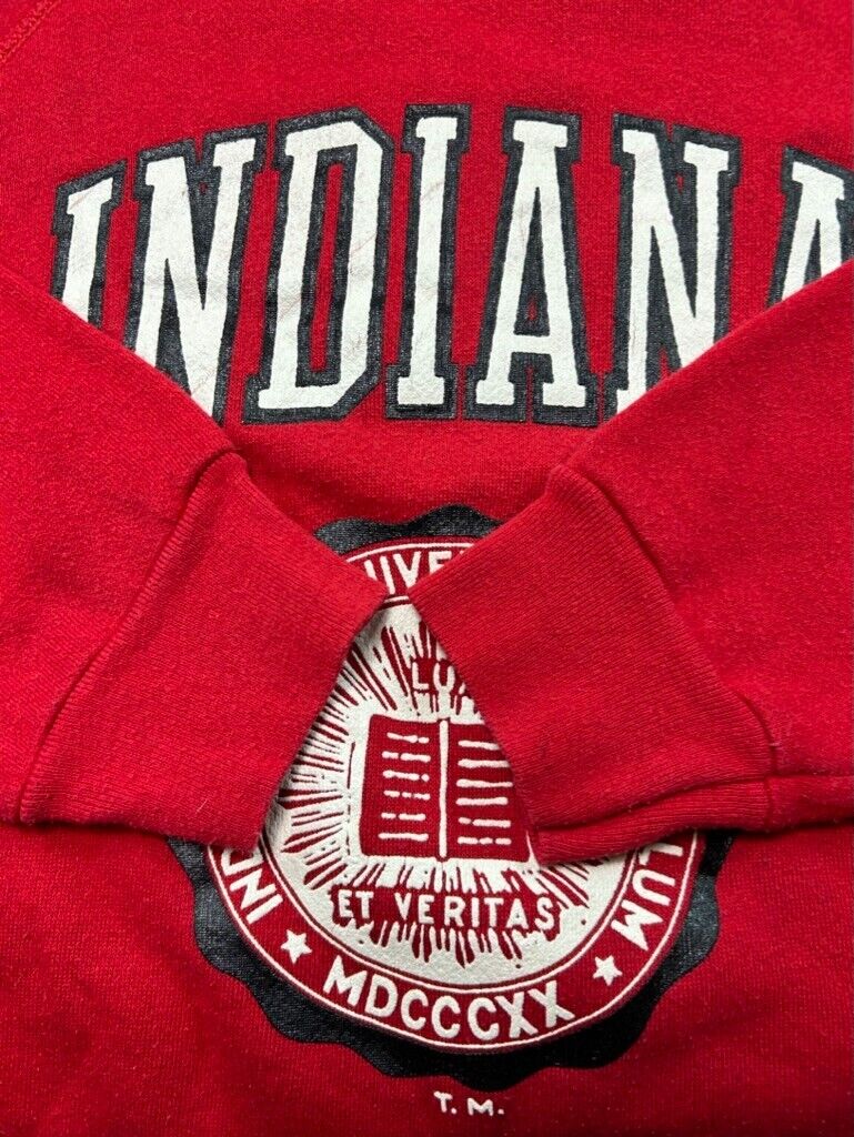 Vintage 80s Indiana Hosiers NCAA Collegiate Crest Graphic Sweatshirt Size Large