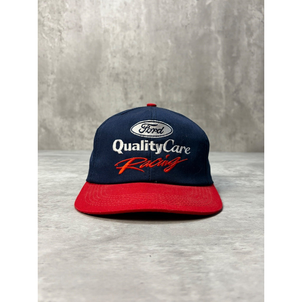 Vintage Ford Quality Care Racing Embroidered Spellout Snapback Hat OSFA