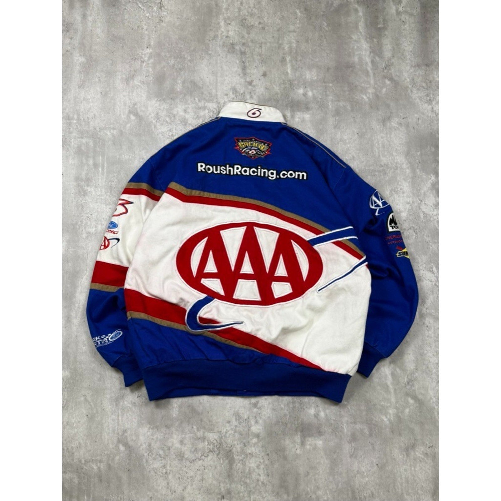 Vintage Mark Martin #6 Nascar AAA Embroidered Racing Jacket Size Medium