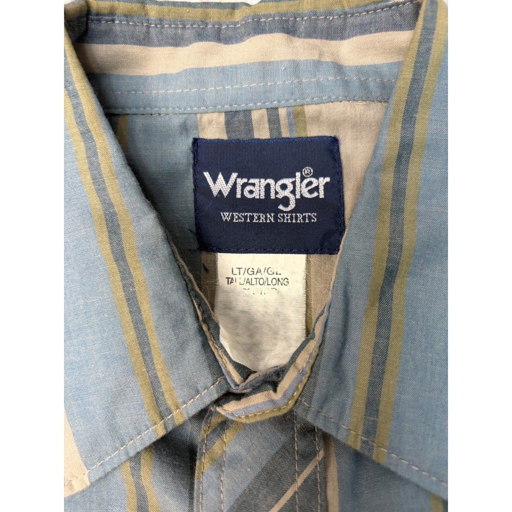 Vintage 80s Wrangler Western Pearl Snap Reworked Cropped Button Up Shirt Sz LT