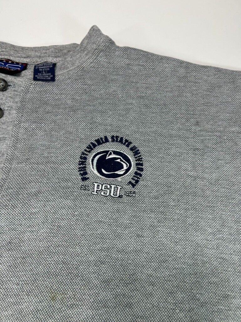 Vintage Penn State Nittany Lions NCAA 1/4 Button Waffle Print Sweatshirt Large