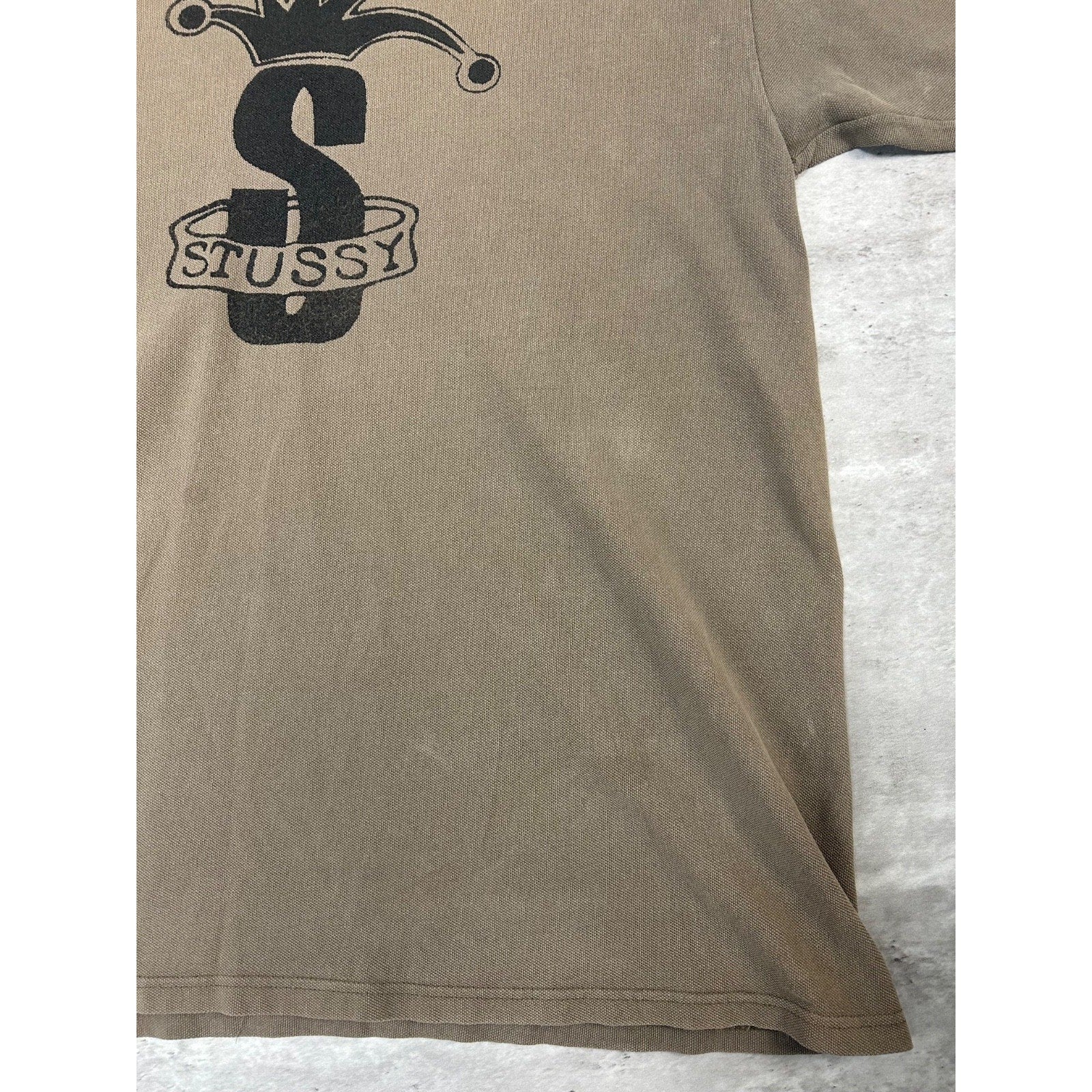 Vintage Stussy Crown Graphic Earth Tone Spellout T-Shirt Size LT