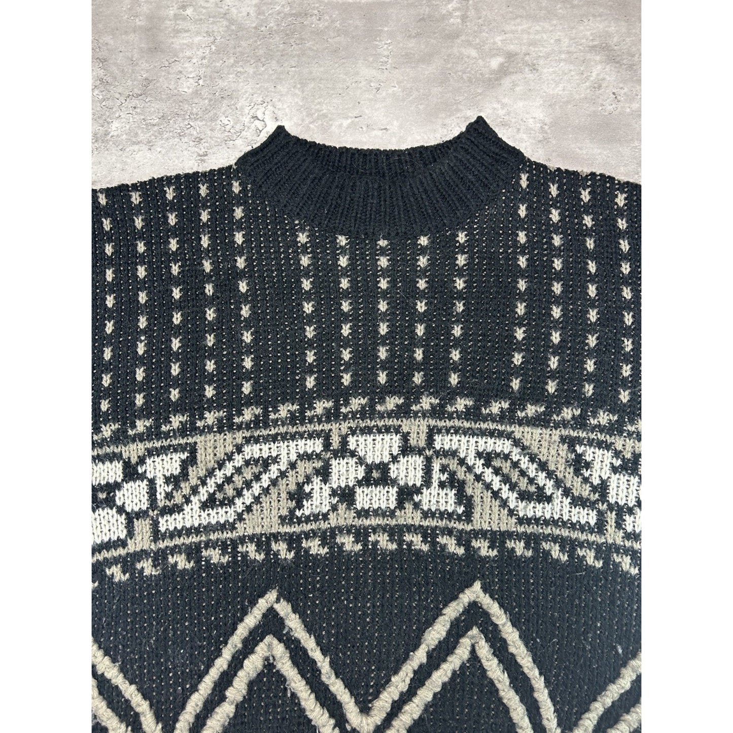 Vintage 90s Abstract Stripe Ribbed Pullover Knit Sweater Size Large