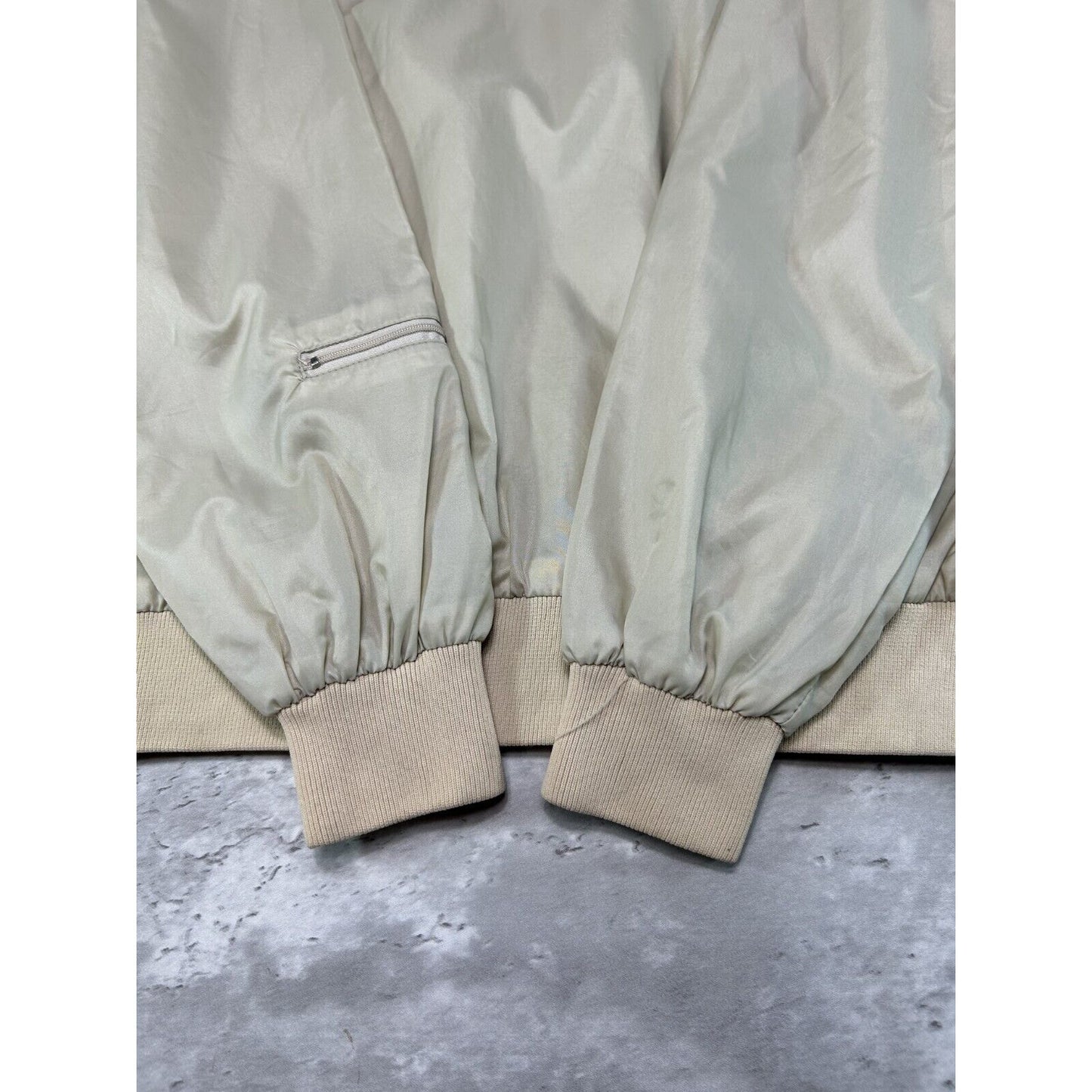 Vintage 1980s Izod Lacoste Nylon Full Zip Windbreaker Jacket Size XL Beige