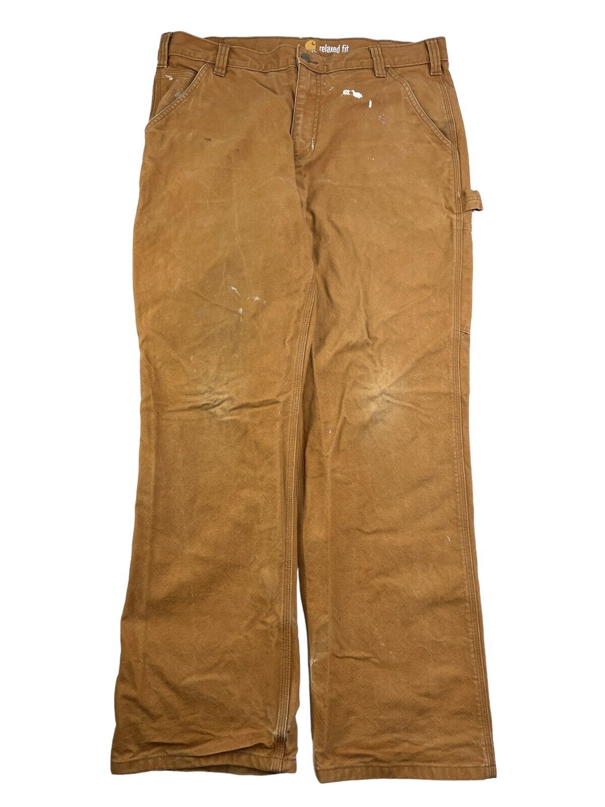 Carhartt Relaxed Fit Canvas Workwear Carpenter Pants Size 37 Brown