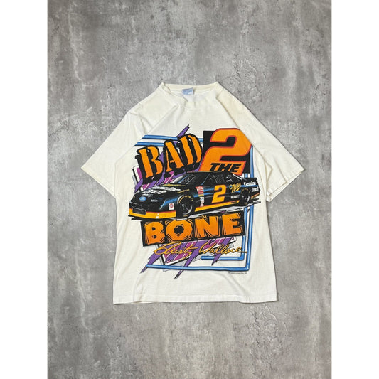 Vintage 90s Rusty Wallace Miller Lite Bad 2 The Bone Nascar Racing T-Shirt Sz L
