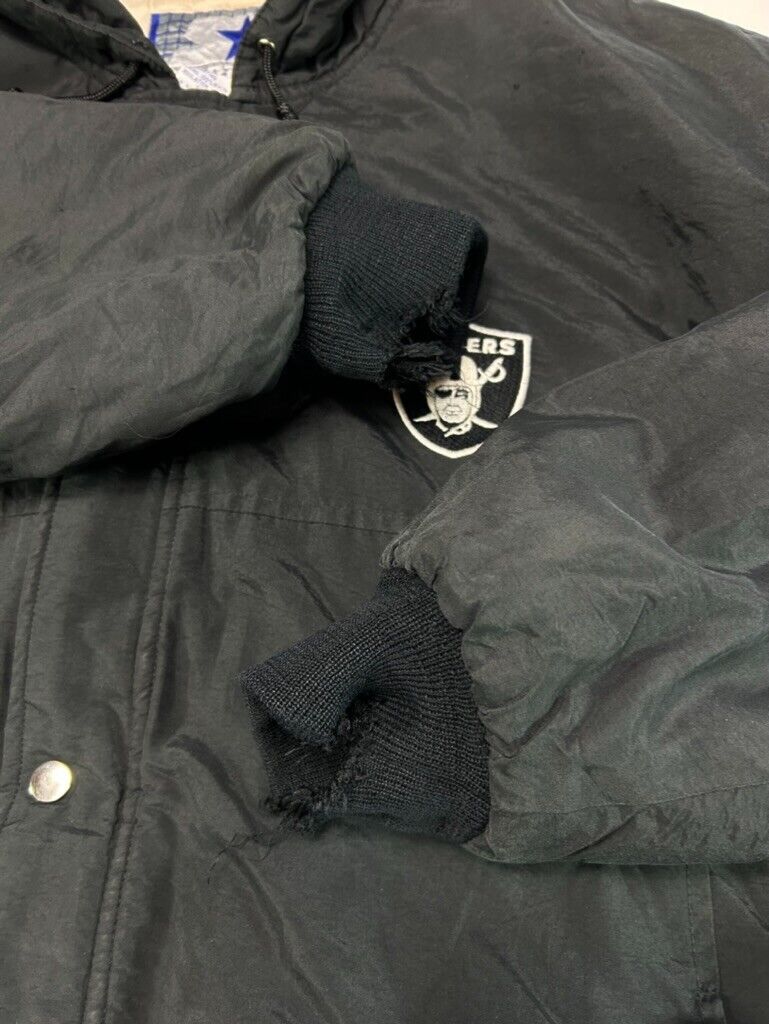 Vintage 80s Los Angeles Raiders NFL Spellout Insulated Starter Jacket Sz Medium