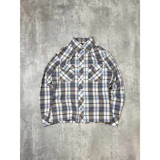 Vintage 1970s/80s JCPenny Plaid Print Reworked Cropped Button Up Shirt Sz Medium