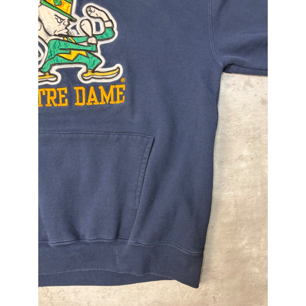 Vintage 90s Notre Dame Fighting Irish NCAA Embroidered Hooded Sweatshirt Size XL