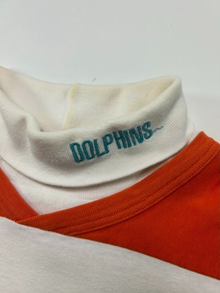 Vintage 1995 Miami Dolphins NFL Graphic Turtle Neck 3/4 Sleeve T-Shirt Size XL