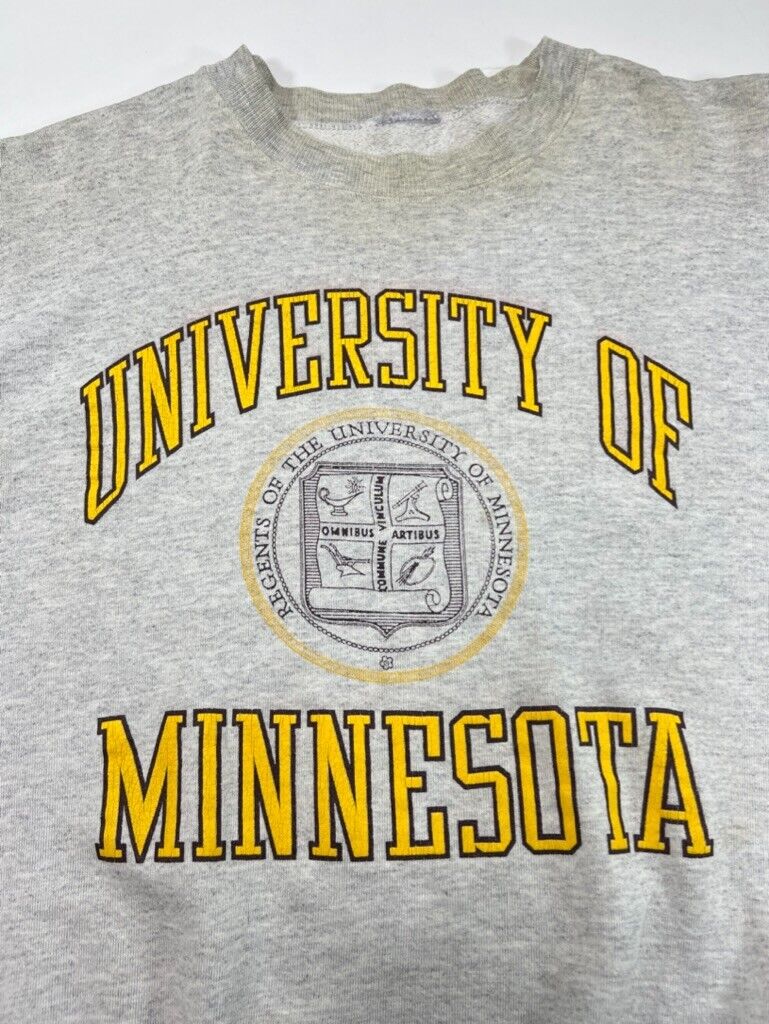 Vintage 90s University of Minnesota NCAA Spellout Crest Graphic Sweatshirt Sz XL