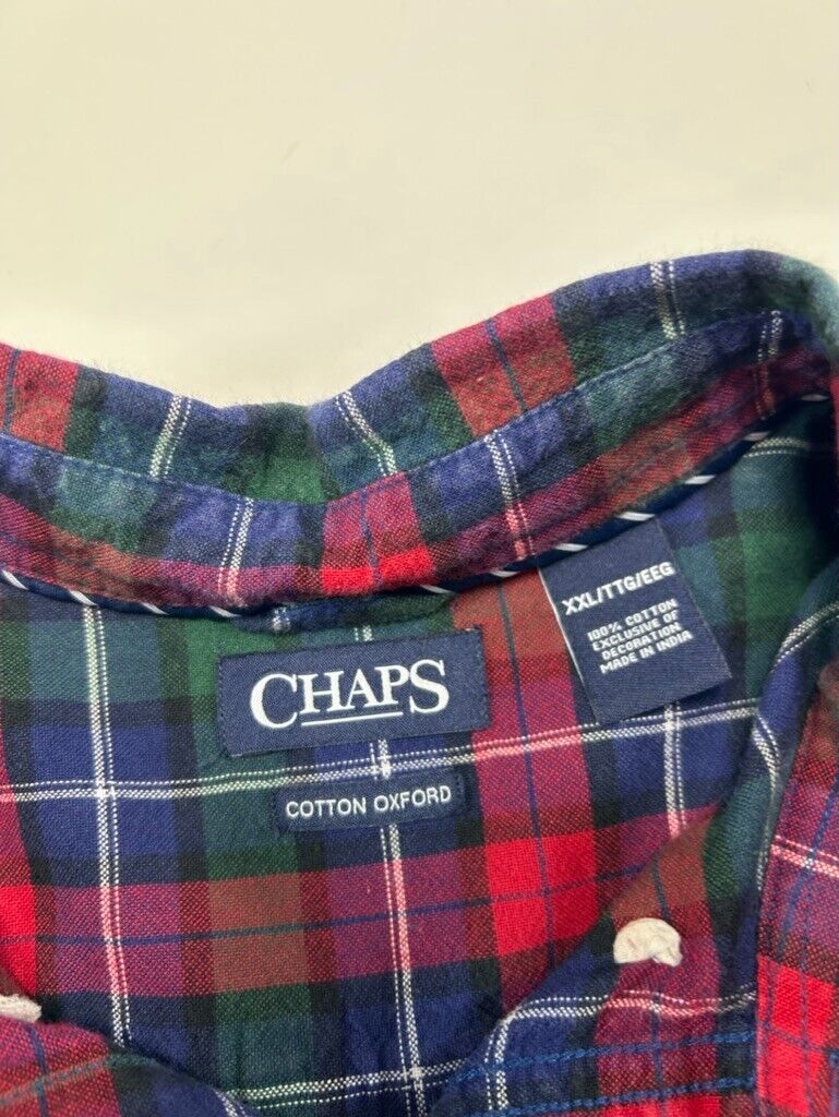 Vintage Chaps Embroidered Logo Plaid Single Pocket Button Up Shirt Size 2XL