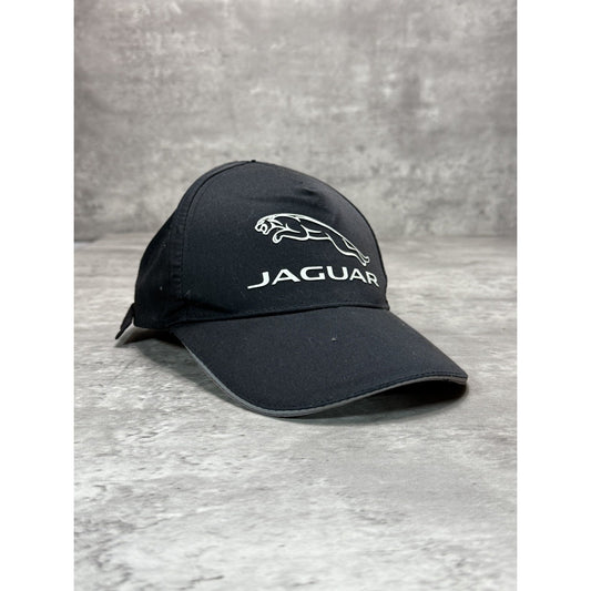 Vintage Jaguar Graphic Logo Car Promo Strapback Hat OSFA Black