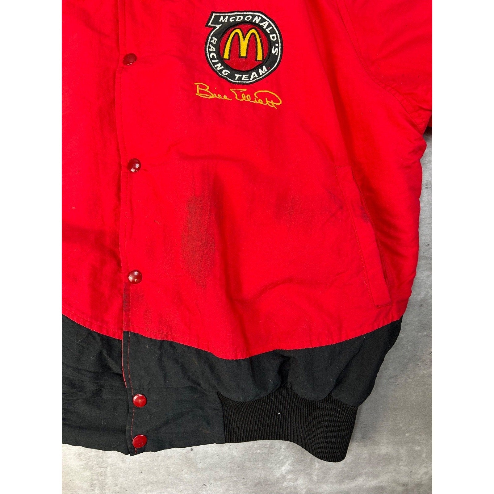 Vintage 1995 Bill Elliot #94 McDonalds Racing Nascar Bomber Jacket Size XL
