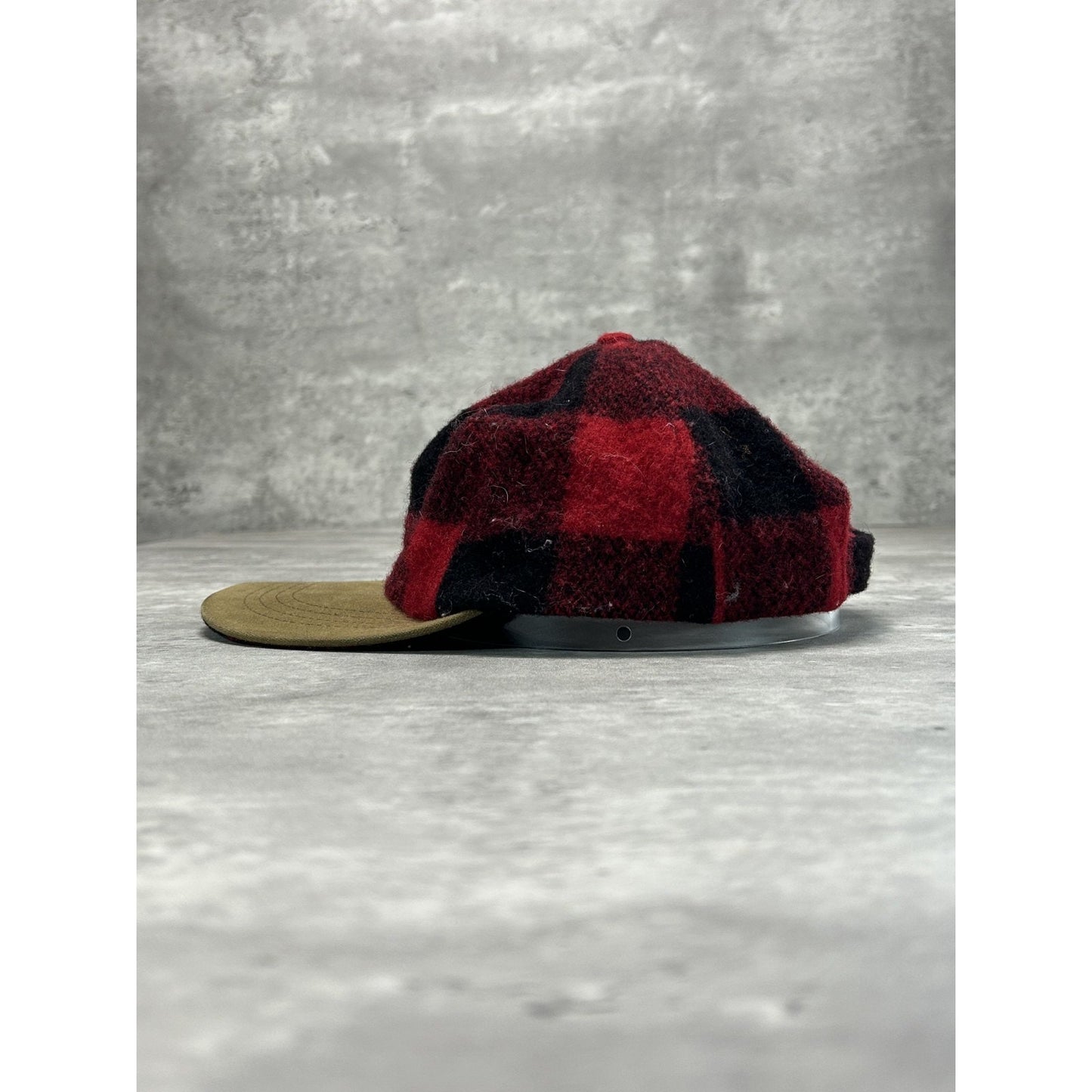 Vintage 80s Flannel Two Tone Wool Outdoors Strapback Hat OSFA