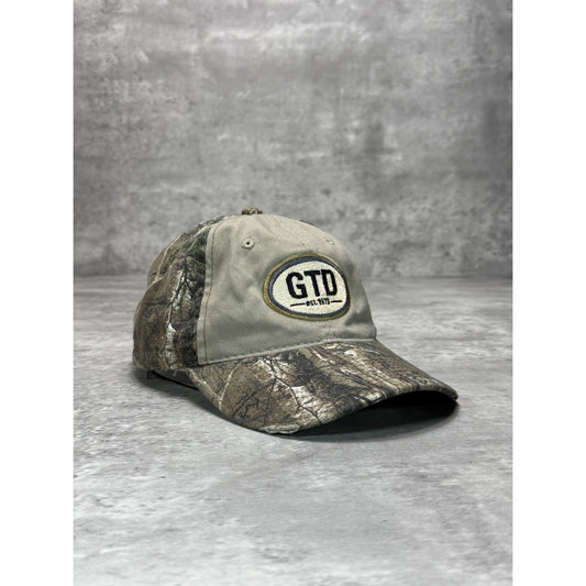 Vintage GTD Embroidered Logo Tree Camo Hunting Strapback Hat OSFA