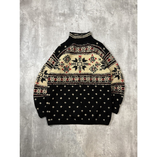 Vintage 80s/90s Snowflake Print Pullover Turtleneck Sweater Size Large